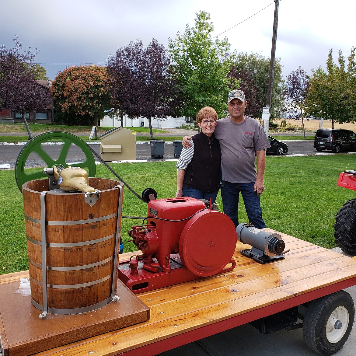 This 1930s-vintage diesel-powered ice cream maker owned by Erickson Tank & Pump will turn out five gallons of ice cream at a time Friday at the George Bluegrass Festival.