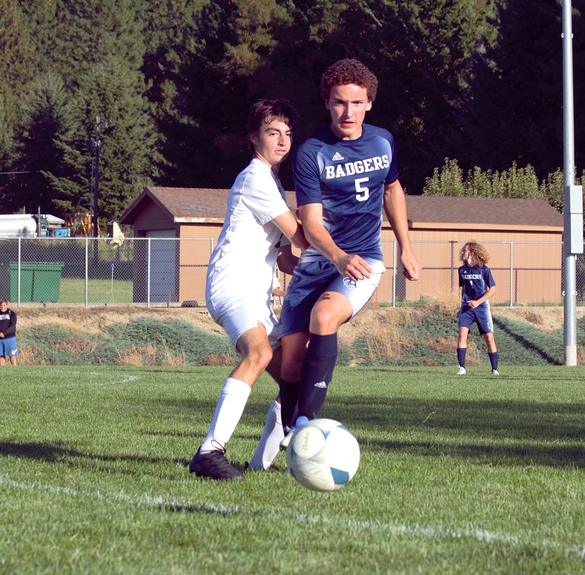 Chandler Swanson recovers the ball on defense for the Badgers against Timberlake on Sept. 8.