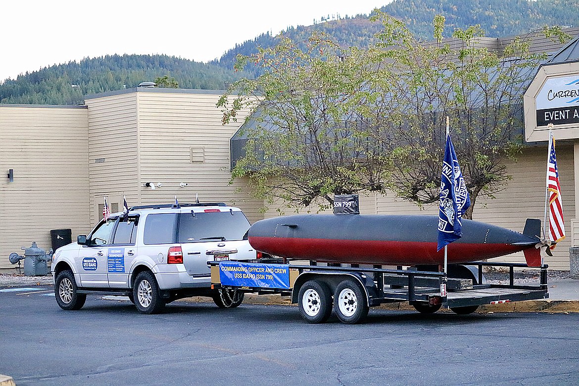 A model of the USS IDAHO SNN 799 was parked outside a Post Falls hotel for a 2021 meet-and-greet with crew members of the USS Idaho.