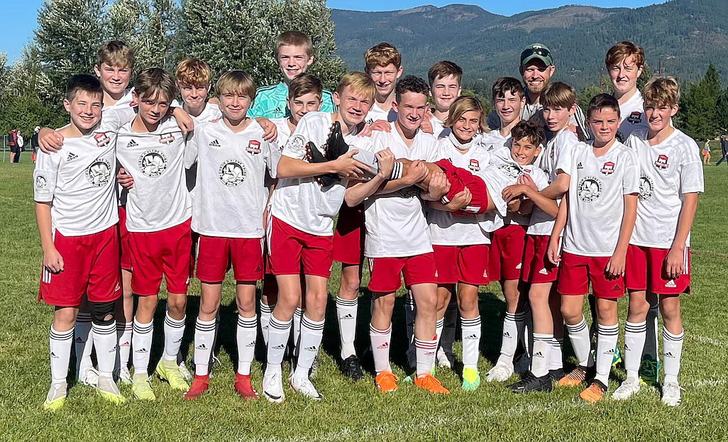 Photo by KELSEY HERZOG
The 2010 Timbers North FC 10 Boys Premier soccer team took second place last weekend at the Pend Oreille Cup in Sandpoint. In the front is Mason Cramer; second row from left, Logan Rader, Zack Burkwist, Liam Garr-Coles, Jameson Meyer, Hudson Fremouw, Michael Steffani, Alistair Smith, Carter Lloyd and Elias Herzog; and back row from left, Easton Clyne, Isaac Jackson, Brodie Grimmett, Kellen Anderson, Eli Bardwell, Hunter Moss, Jacob Sanford, coach Landon Anderson and Jimmy Doree.