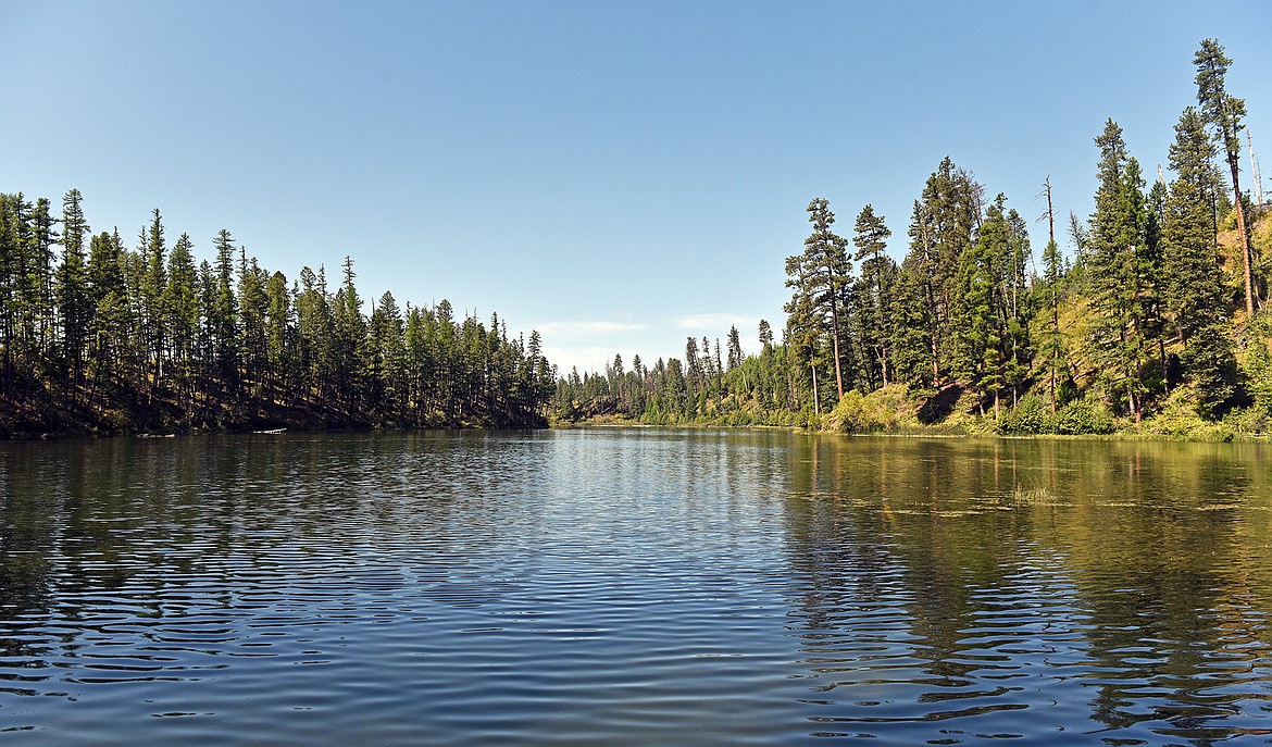 Smith Lake as seen from the new dock on Sept. 1, 2023. (Julie Engler/Whitefish Pilot)