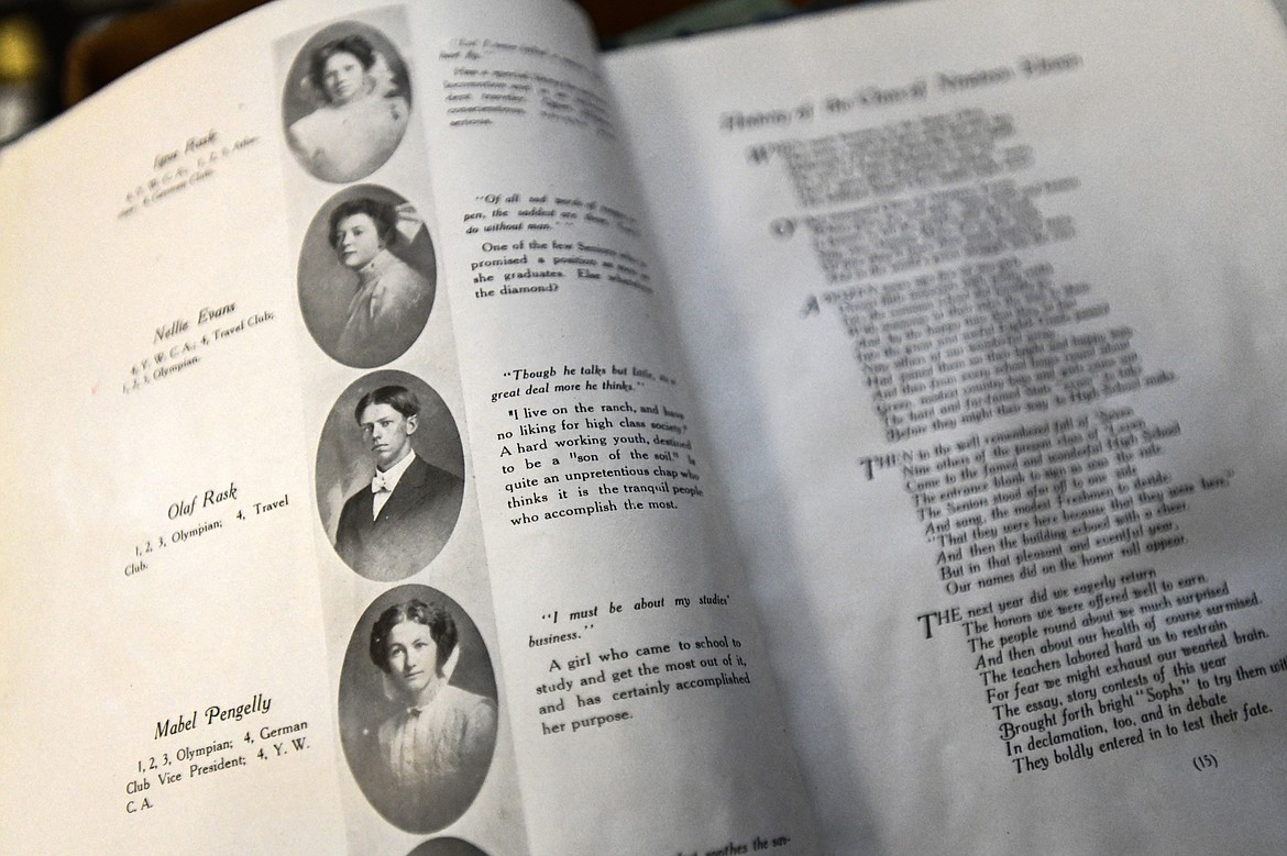 Several old Flathead High School yearbooks, this one from 1910, will be up for sale at the Northwest Montana History Museum's yard sale. (Casey Kreider/Daily Inter Lake)