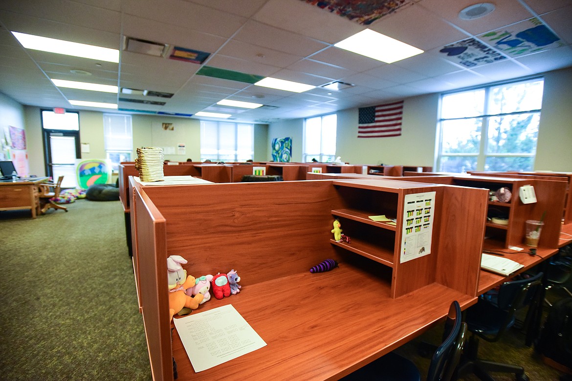 Desks for students at Whitefish Independent High School on Wednesday, Sept. 13. (Casey Kreider/Daily Inter Lake)