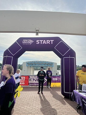 An archway to designate the beginning and end point of the Walk to End Alzheimer’s was set up for last year. The purple, inflatable landmark is likely to be back this year to help participants find their way.