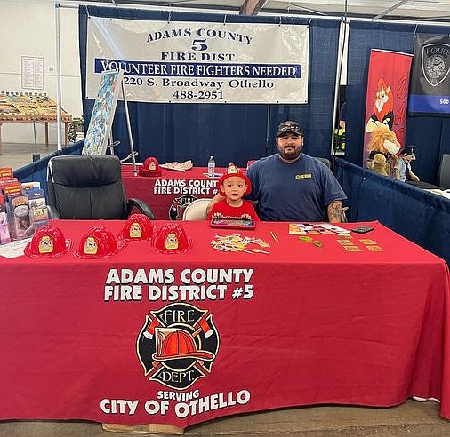 Volunteers from Adams County Fire District 5 are at the Othello Fair this week and the public is invited to stop by, say hello and learn what their firefighters are doing in the community.