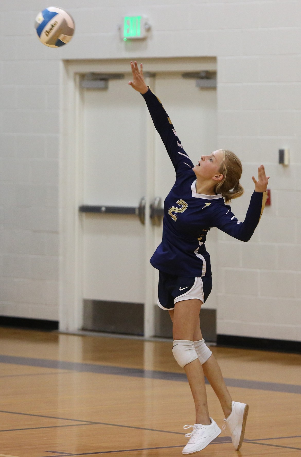 Moses Lake Christian Academy/Covenant Christian School eighth-grader Rebecca Wiser serves the ball against Wilson Creek on Tuesday.