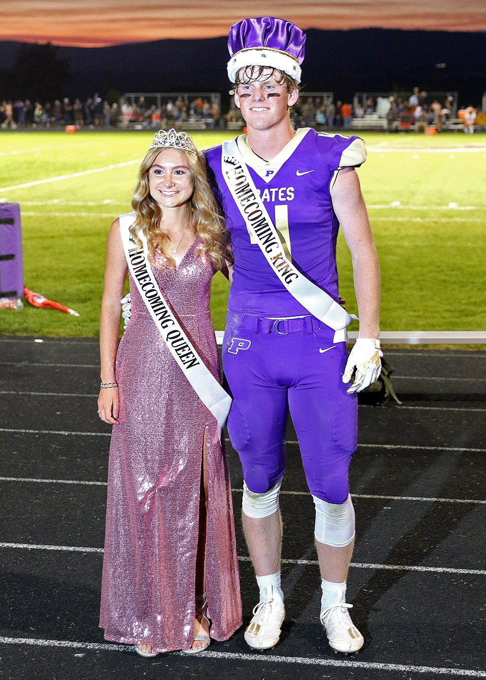 Queen Adison Carlson and King Brock Henriksen were crowned during halftime at Friday's football game between Polson and Ronan. (Bob Gunderson photo)