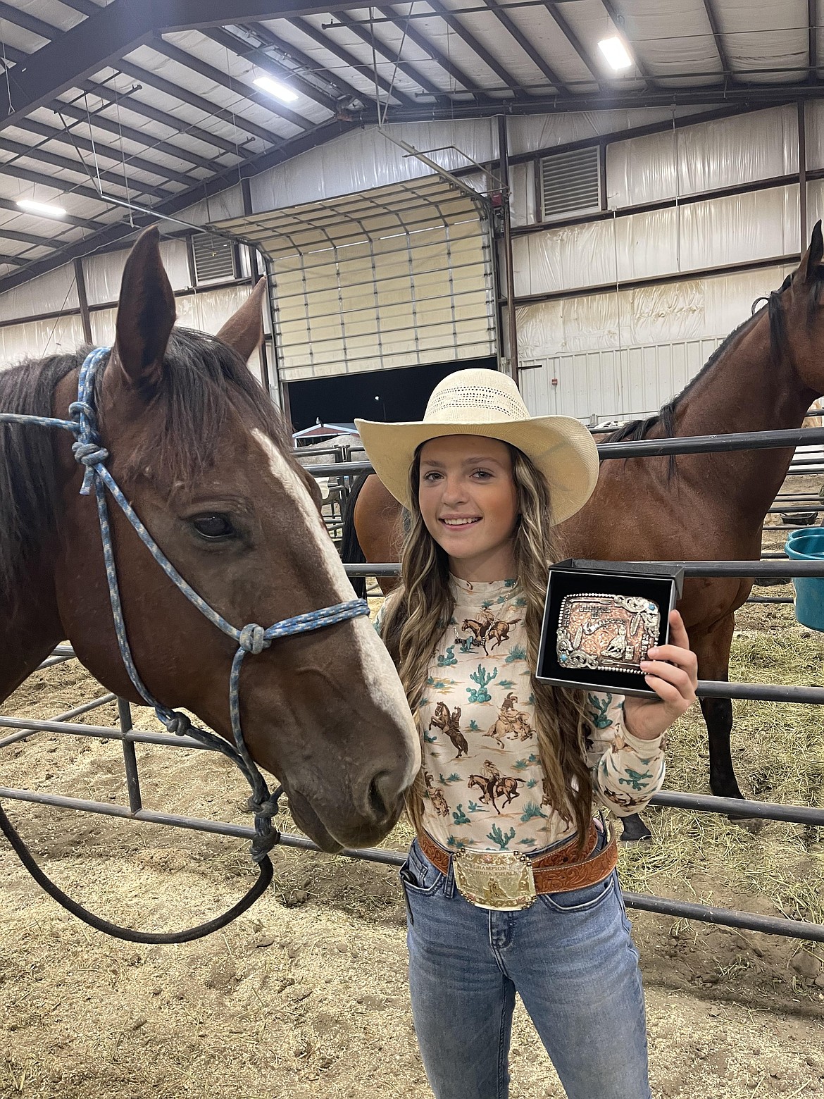 Courtesy photo
Lauren Rook, 15, of Hayden, a sophomore at Coeur d'Alene High, won the overall average competition in the Junior division at the 2023 Northwest Barrel Horse Association finals in Moses Lake, Wash., Sept. 14-17, on her horse, Tucker.