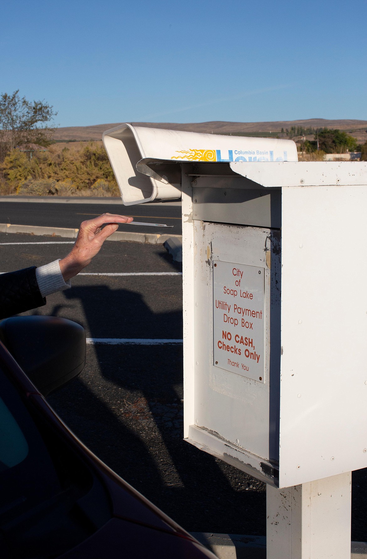 The utility drop-off box in Soap Lake. Mayor Michelle Agliano said there has been an increase in water utility late notices and past-due payments, but residents claim the city isn’t managing water bills properly or communicating clearly.