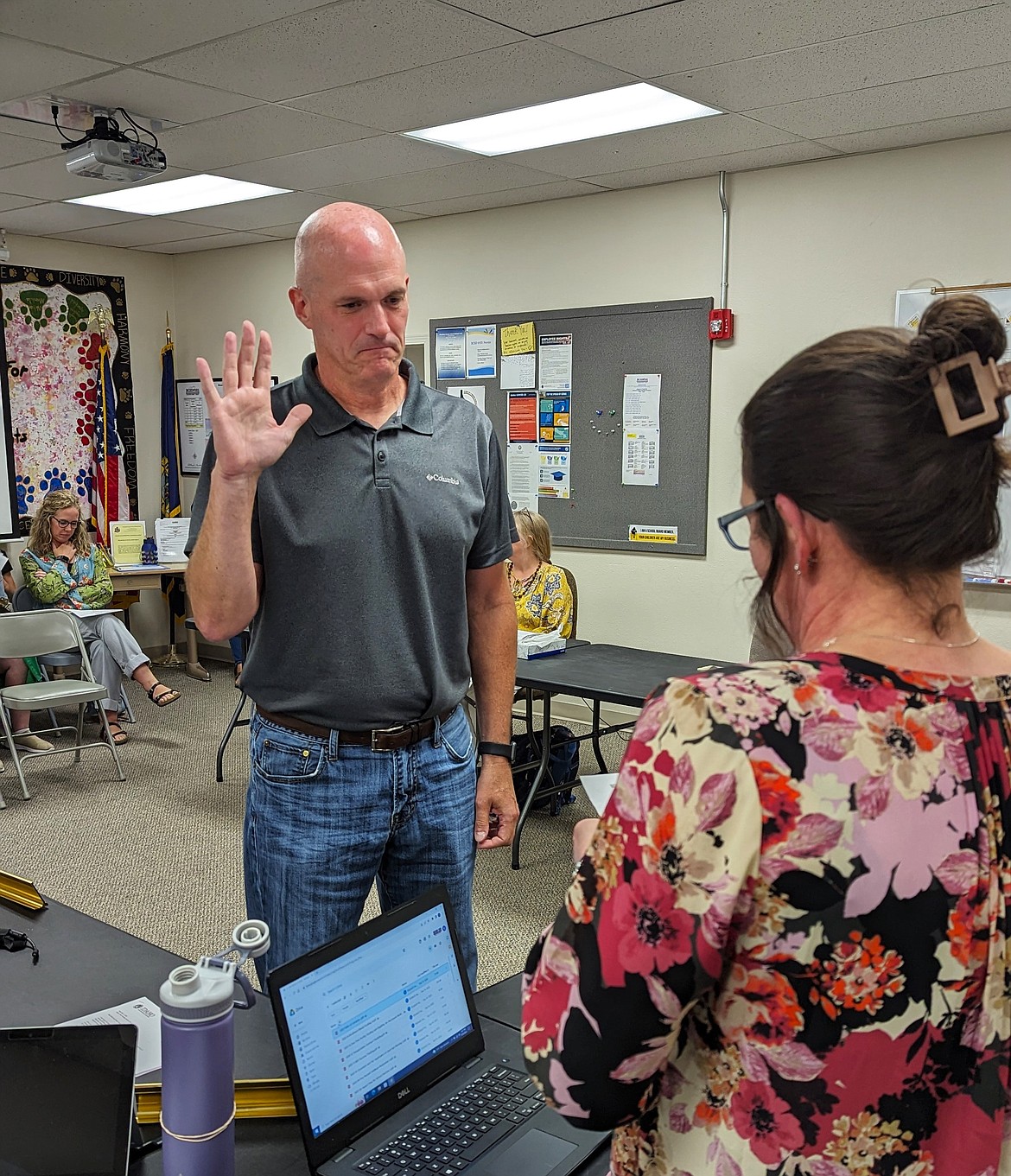 Mike Ferguson swears in a BCSD Trustee for Zone 3.