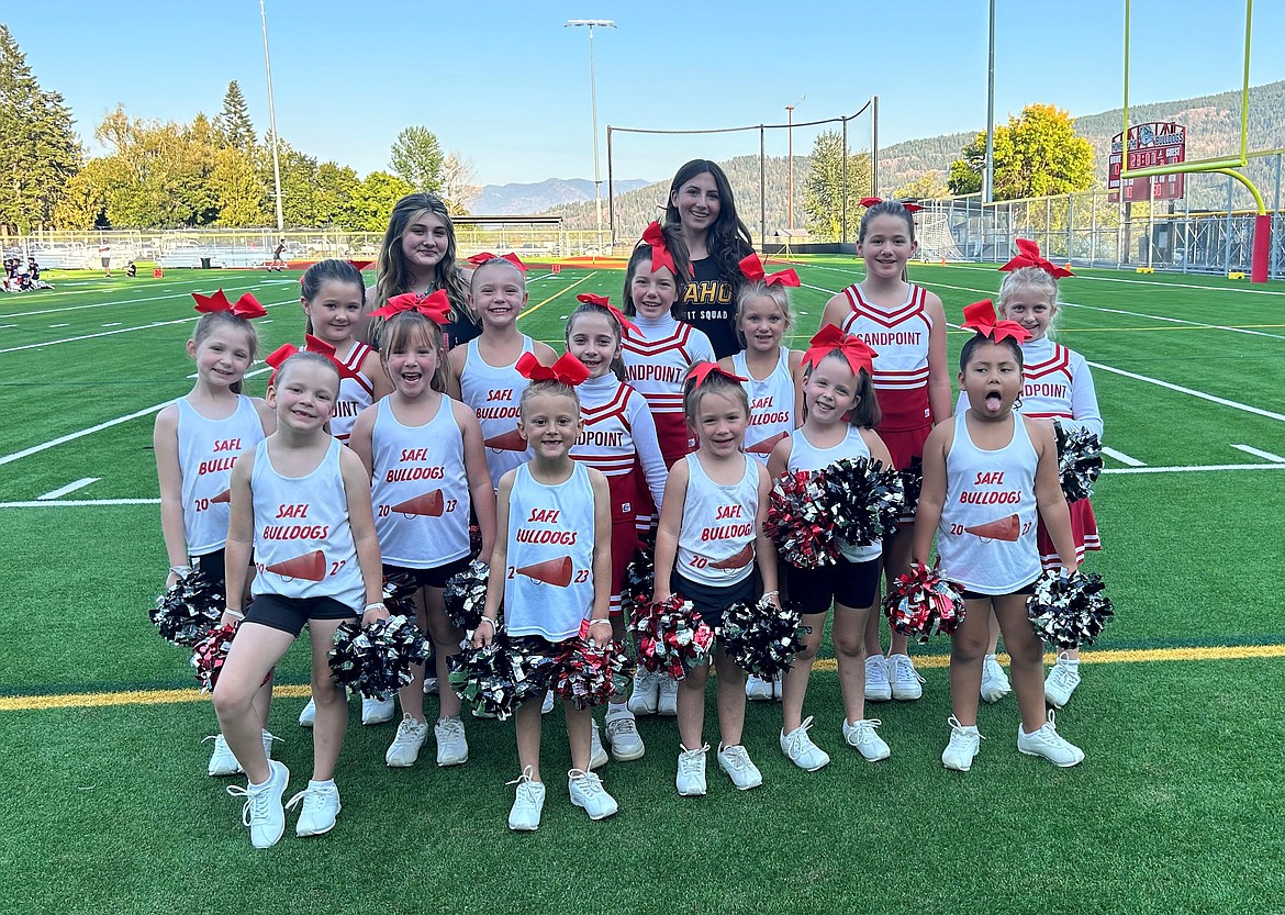 2022 Sandpoint graduate Mikah Little, who is now a part of the Idaho Vandals Spirit Squad, helped warm up and instruct Sandpoint Affordable Football League cheerleaders during their game at War Memorial Field this past Saturday. SAFL was founded to get more athletes involved in football without the strain of high registration costs and travel. To learn more about SAFL football and cheerleading, visit affordablefootball.com.