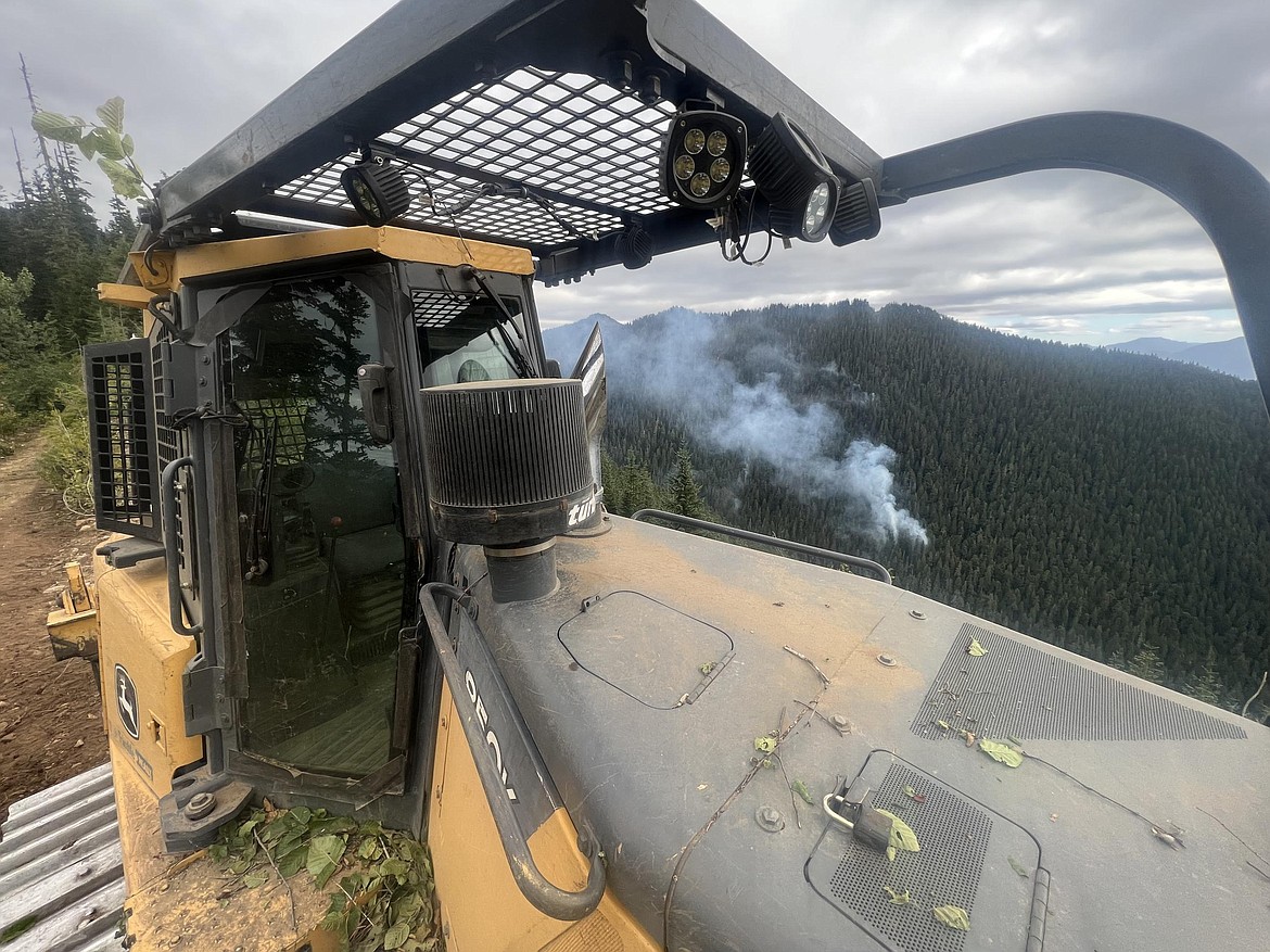 A bulldozer is used to create a contingency/indirect line near the Grassy Mountain Fire in the Cowlitz Complex Wednesday.