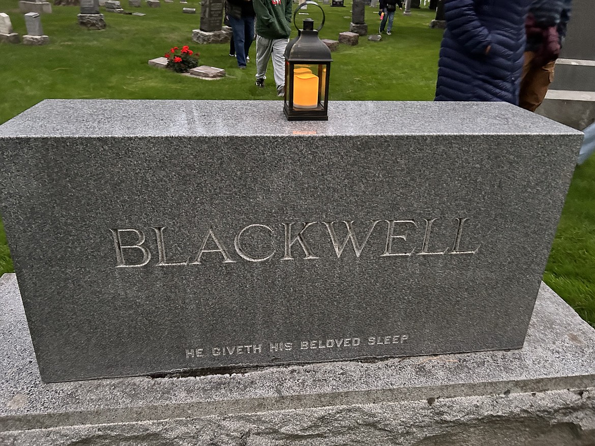 The Blackwell headstone is a stop on the walking tour of Forest Cemetery.