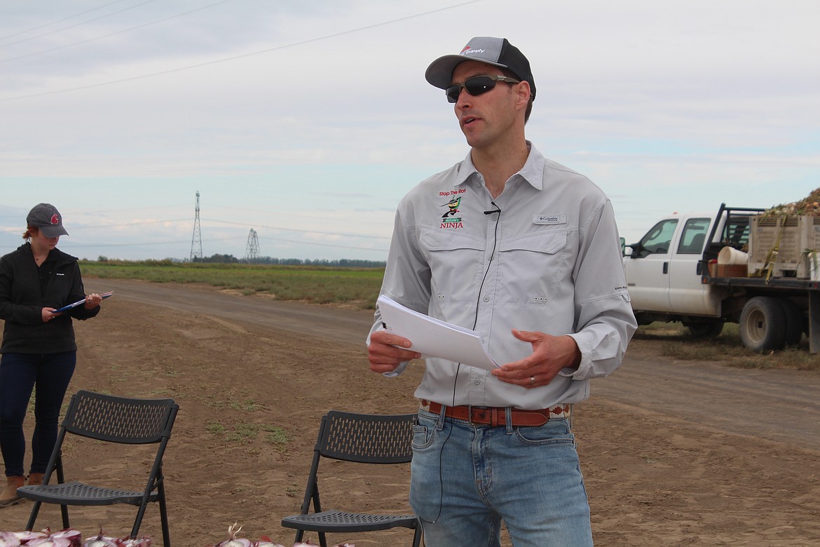 Washington State University researchers, including Gabriel LaHue, pictured, discussed new research into onion diseases and changes in the industry.