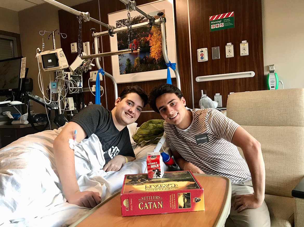 19-year-old Matthew Read gets a visit from cousin Jeremy Read during his stay at the Mayo Clinic in Minnesota. (photo provided)