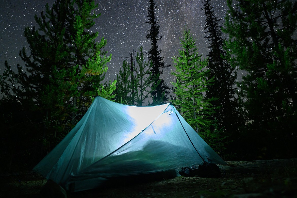 The Durston X-Mid Pro 1, shown here under the stars, is super lightweight, but sort of a pain to set up and has condensation issues, so we sold it. (Chris Peterson photo).