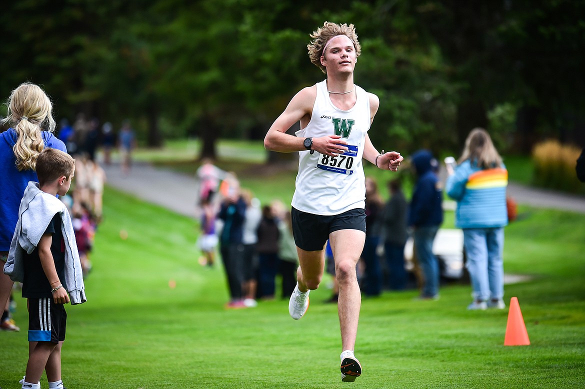 Whitefish's Mason Genovese placed third in the boys race at the Whitefish Invite at Whitefish Lake Golf Club on Tuesday, Sept. 26. (Casey Kreider/Daily Inter Lake)