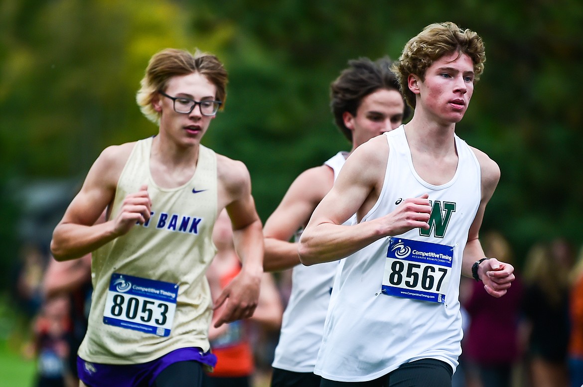 Whitefish's Ethan Amick runs the course during the Whitefish Invite at Whitefish Lake Golf Club on Tuesday, Sept. 26. (Casey Kreider/Daily Inter Lake)