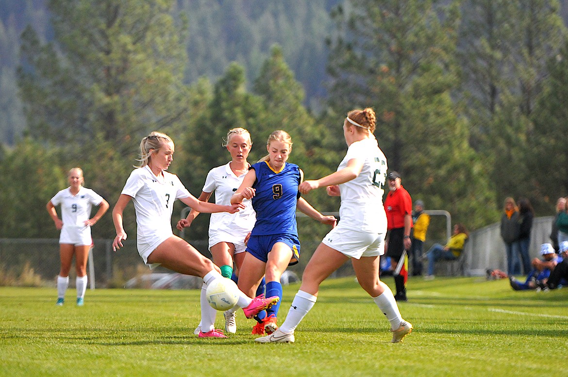 Libby's Morgan Hayes goes against Whitefish in the Sept. 23 game at J. Neils Memorial Park.
(Hannah Chumley/ The Western News)