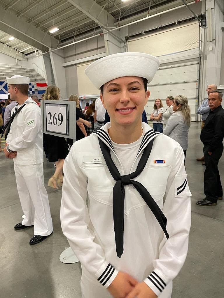 Kiahna Kirk joined the Navy and graduated Sept. 22 in Great Falls, Illinois, where she received a Navy League Award for exceptionalism in several fields.