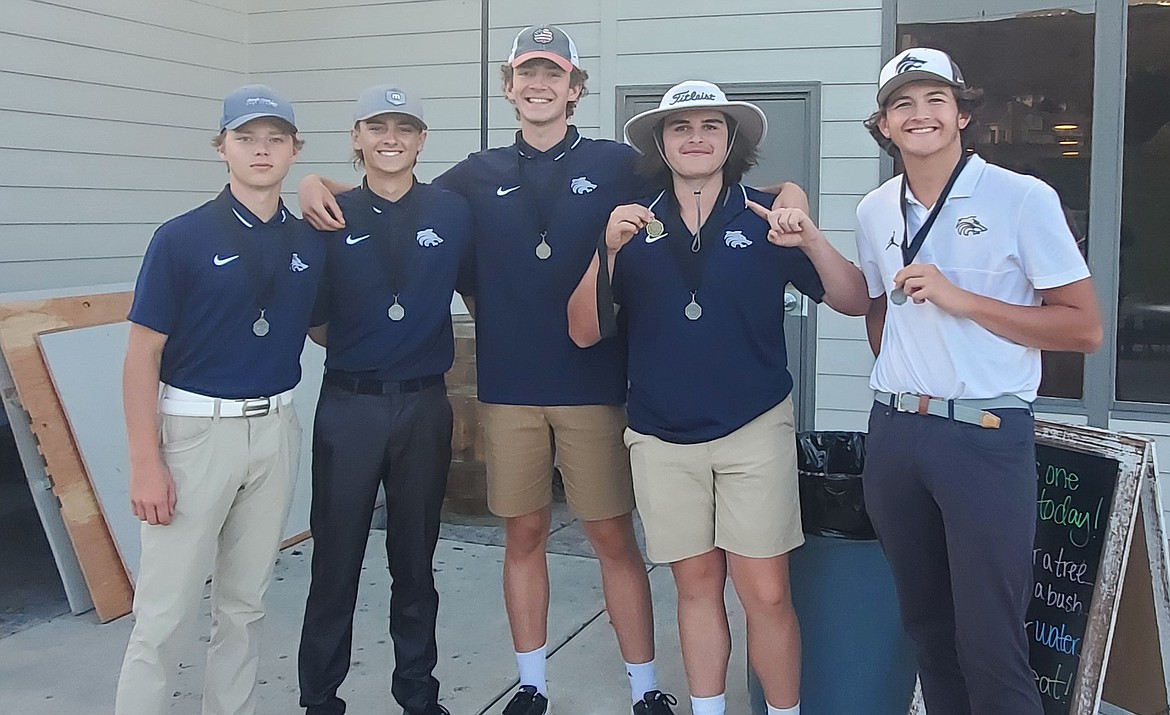 Courtesy photo
The Lake City boys golf team finished runner-up in the 5A Region 1 tournament on Thursday to advance to state next Friday and Saturday at Lewiston Country Club. From left are Luke Mason, Corbin Jacobsen, Henry Nace, Trey Lambert and Max Hosfeld.