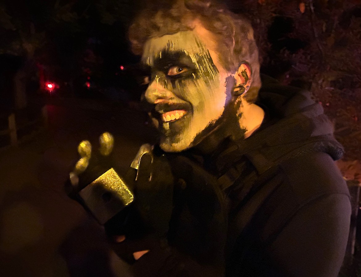 Noah Mayfield offers a devilish smile at Scarywood on Friday night.