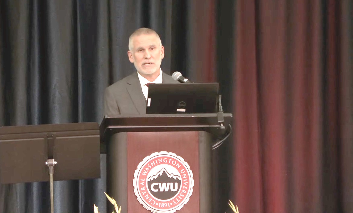 Central Washington University President Jim Wohlpart gives the annual State of the University address Friday morning.