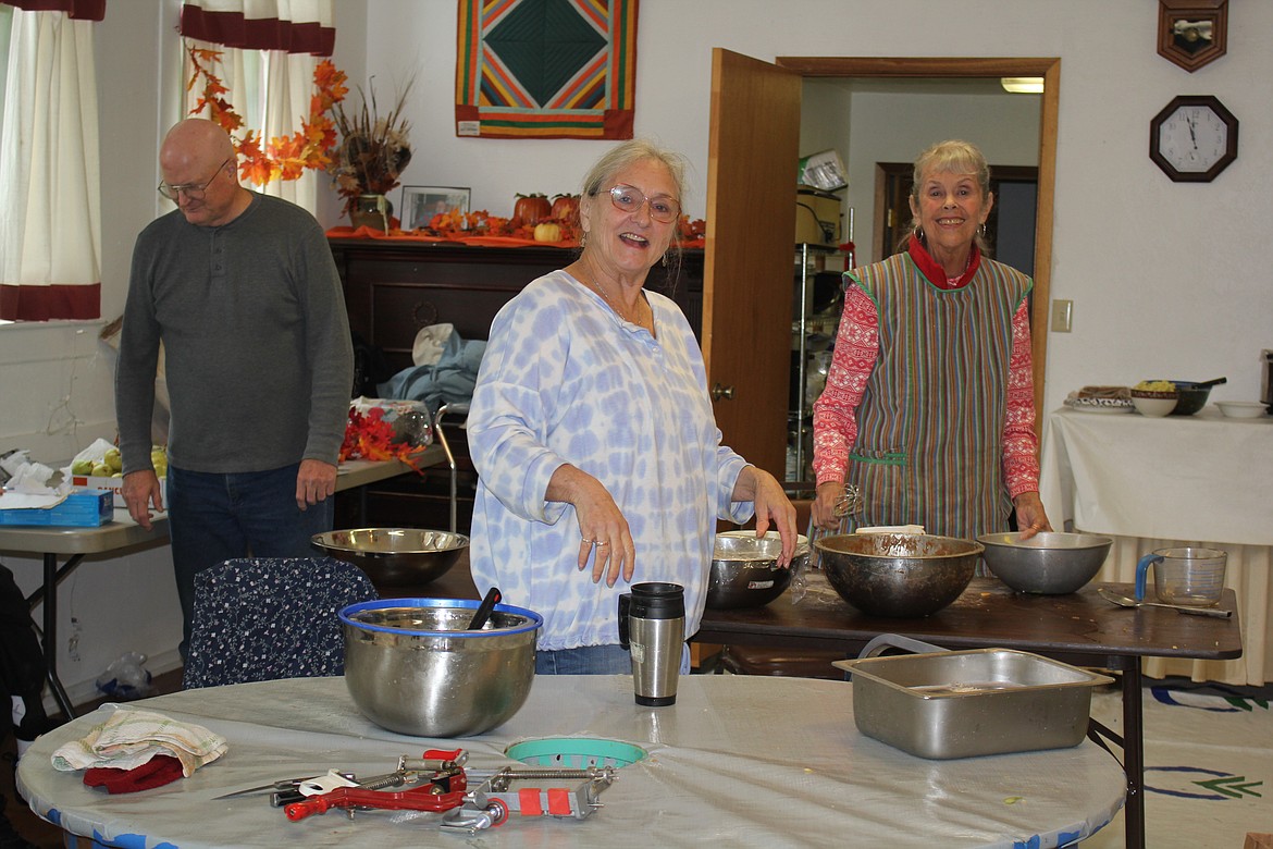 The annual apple pie sale to benefit the Old DeBorgia Schoolhouse is on now as the volunteers have made 300, but they are selling fast! (Monte Turner/Mineral Independent)