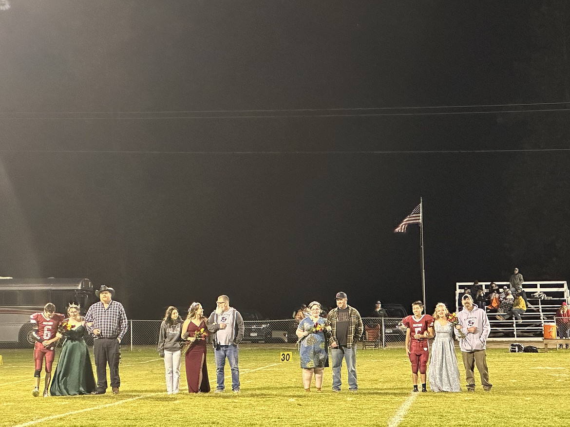 The homecoming court is presented at the Alberton football game. (Monte Turner/Mineral Independent)