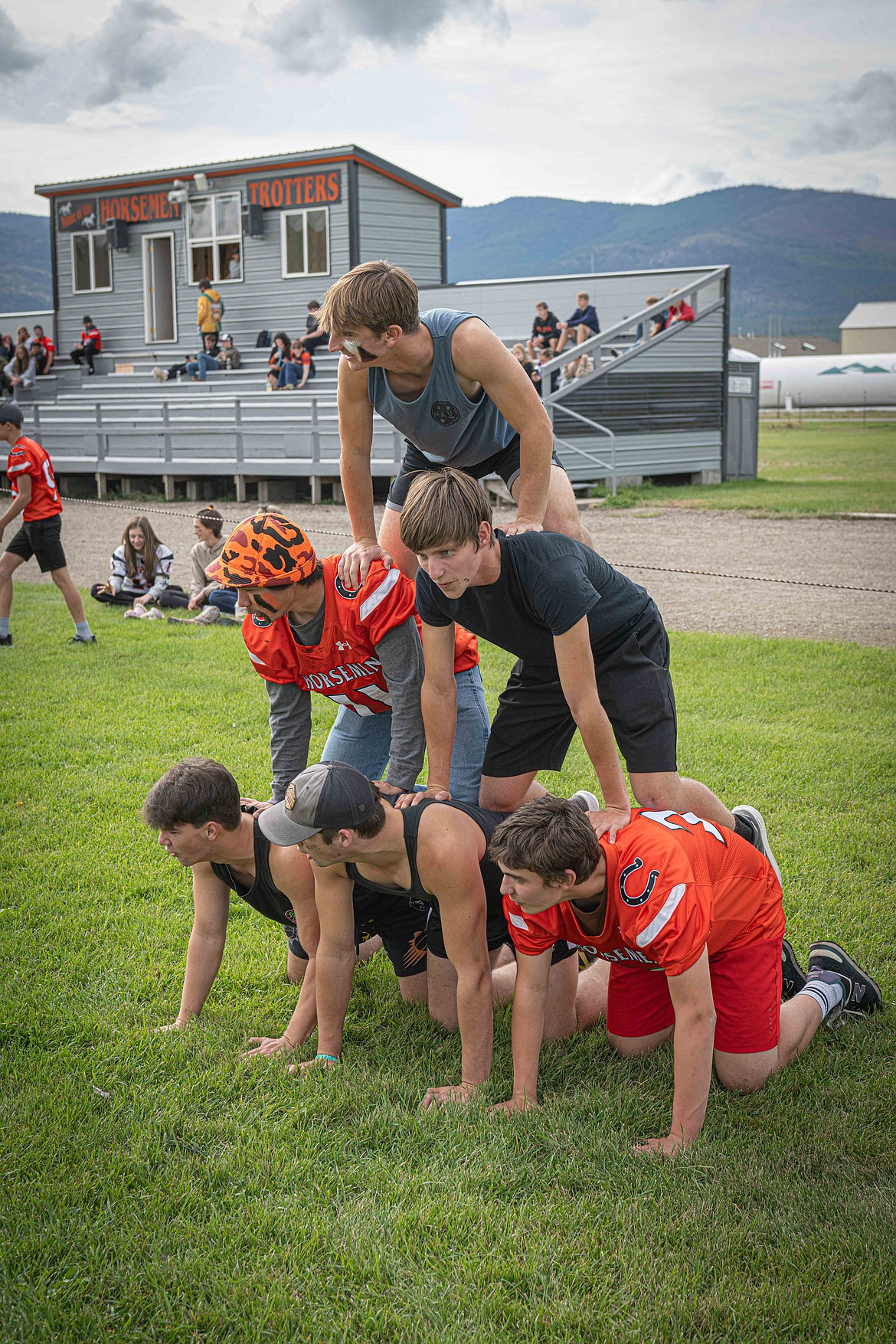 The powder puff football cheer team. (Tracy Scott/Valley Press)