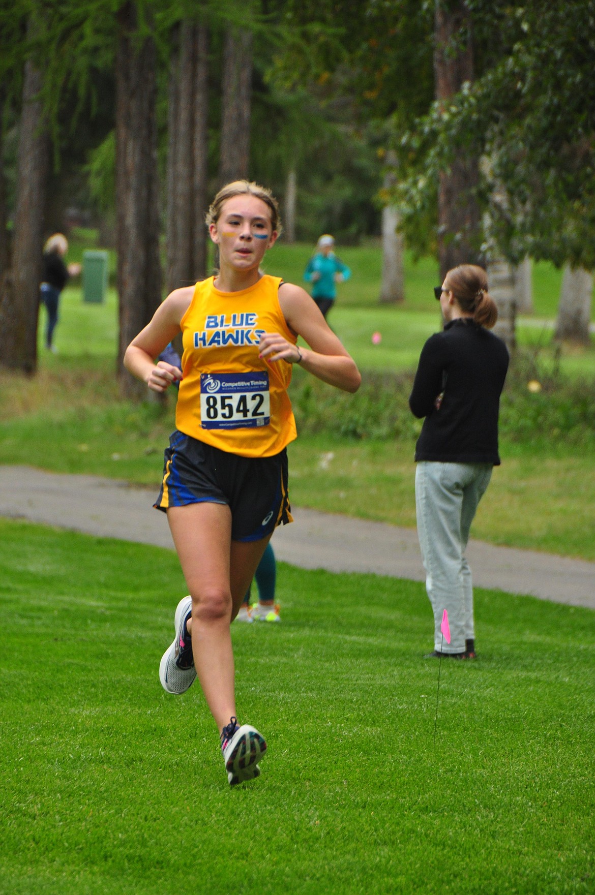 Thompson Falls runner Lexi Franck on the Whitefish Invitational XC race course this past week. (Photo by Sarah Naegeli)