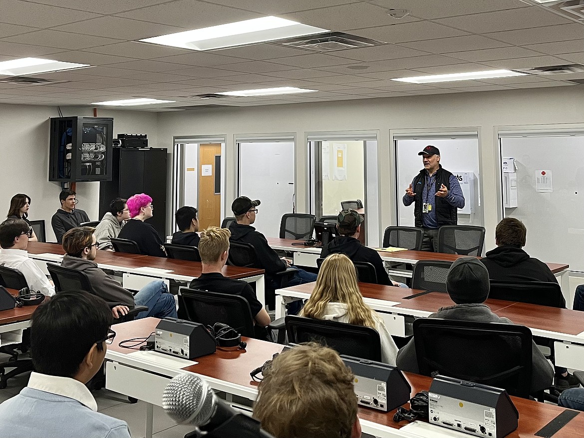 Ephrata High School students attend a flight class at AeroTEC Moses Lake Flight Test Center as part of the school district’s Career and Technology Education program.