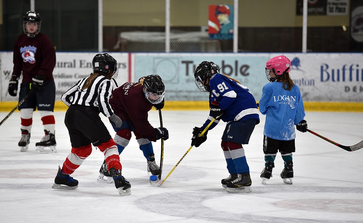 Action on the ice during the final day of the Fall Into Hockey program at the Stumptown Ice Den. (Julie Engler/Whitefish Pilot)