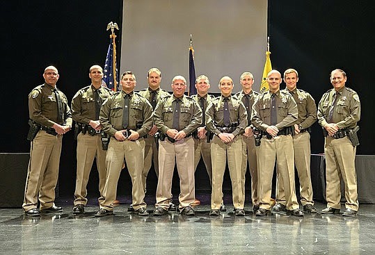 From left to right, first row: Sheridan Crutcher, George Nassour, Zoey Streber and Brandon Coleman; back row: Lt. Col. Kurt Sager, Nicholas Derene, Matthew Meidl, Adam Hoover, Ryne Tyler, Philip Rhodes and Colonel Steve Lavin. (Courtesy photo)