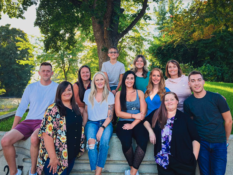 The Bras on Dudes team has a new 12-year-old volunteer to help gather auction items and generate support for the charitable event, which will be Friday night at the Coeur d'Alene Casino. Back row, from left: Holly Hansen, new volunteer Leland Beckett-Cordova, Ashley Beltran and Brook Breckenridge. Middle row, from left: Isaac Loren, Jen Smock, Sarah Burger and Lacie Griffin. Front row, standing, from left: Brandie Binfield, Jenna Ahearn and Forrest McLuskie.