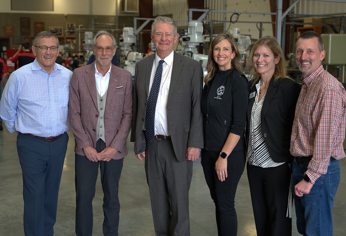 Pictured at the proclamation ceremony Thursday at KTEC are, from left: NIC President Nick Swayne; NIC Interim Provost Lloyd Duman; Gov. Brad Little; NIC Dean of Instruction, Transfer and General Education Sherry Simkins; NIC Dean of Instruction, Workforce Education Vicki Isakson; and KTEC Director Bill White.