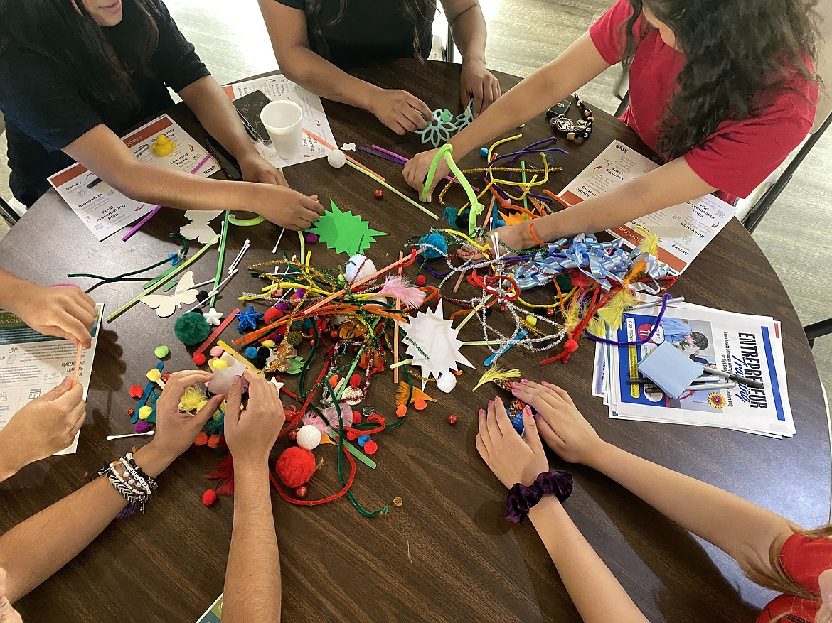 Rural Community Leadership Program cohort members in Milton-Freewater, Oregon participate in a “build your dream downtown” exercise that seeks to get members of a town to re-imagine the possibilities for their community, said RDI Bilingual Program Training Associate Ada Márquez Acevedo