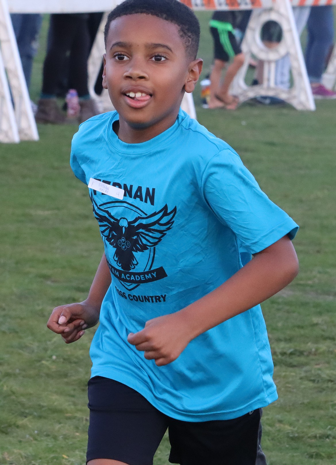 Fernan fourth-grader Nathan Malay eyes the finish line on Thursday at the Kootenai County Fairgrounds.