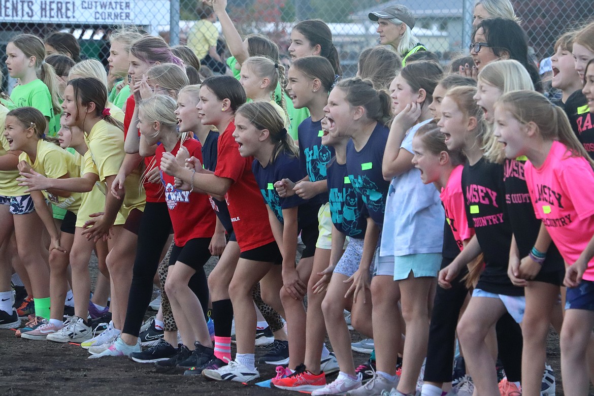 Girls are anxious to start running in the Coeur d'Alene School District's annual elementary school cross country meet at the Kootenai County Fairgrounds on Thursday.