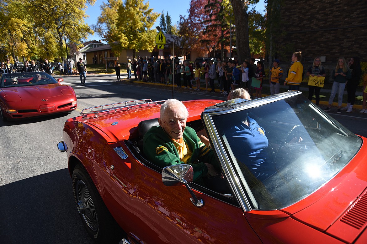 The Whitefish High School homecoming parade makes its way through town on Friday, Oct. 6, 2023. (Matt Baldwin/Whitefish Pilot)