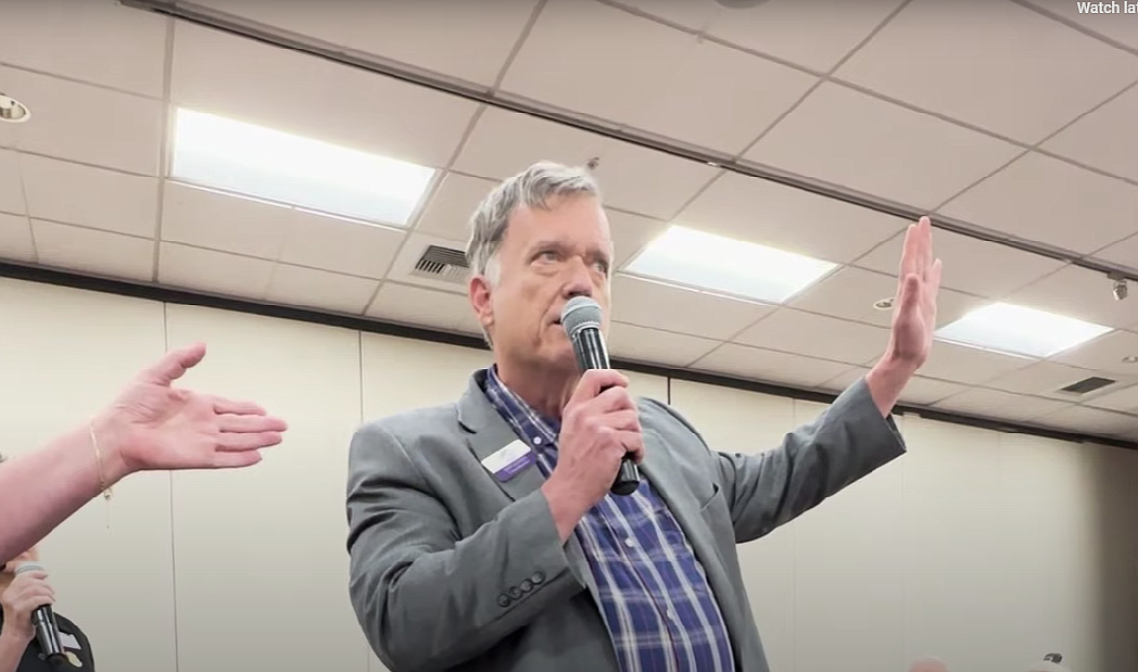 Coeur d'Alene City Council member Dan Gookin, an incumbent candidate for the council, addresses the Kootenai County Republican Women Federated during a luncheon Oct. 6, 2023 at the Best Western Plus Coeur d'Alene Inn.