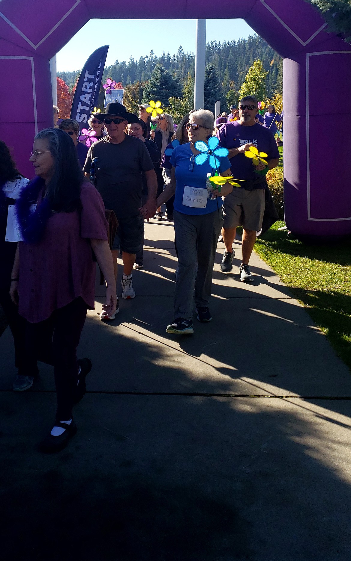 The starting line at Riverstone Park for the Walk to End Alzheimer's, a fundraising event Saturday to fund the Alzheimer's Association's research to find a cure.