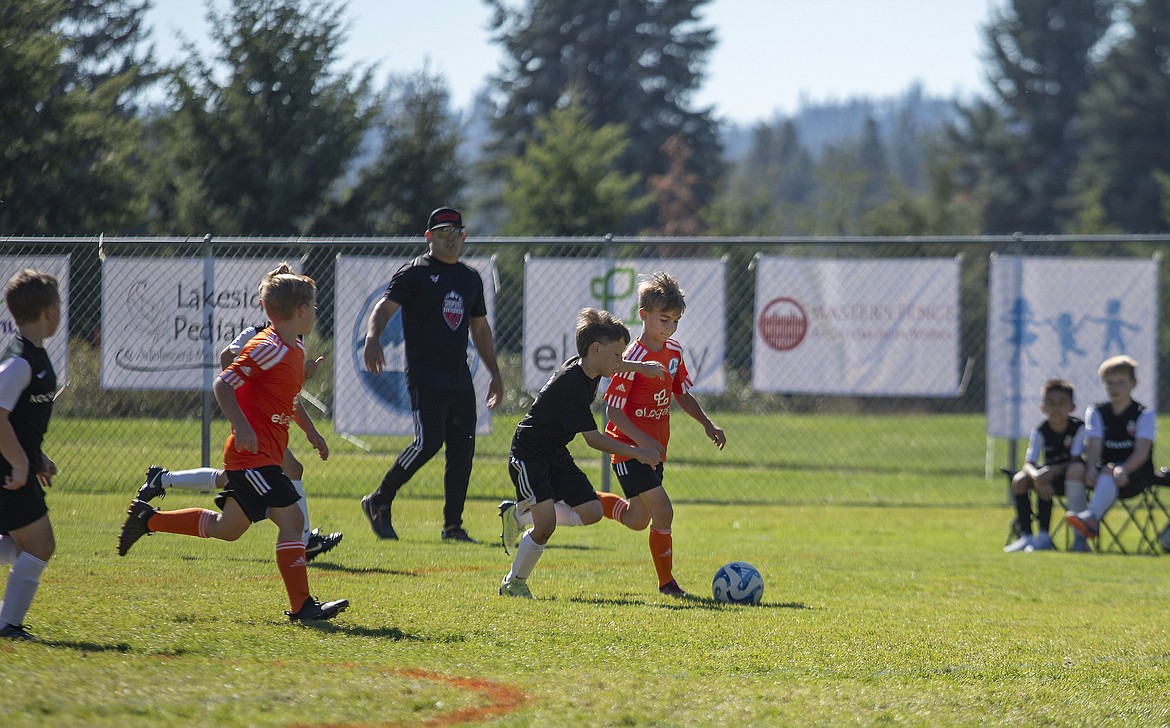 Courtesy photo
Luca Riley of the North Idaho Avalanche 9U boys soccer team pushes past the Sandpoint Strikers defense and gets a goal in the first half of the game.