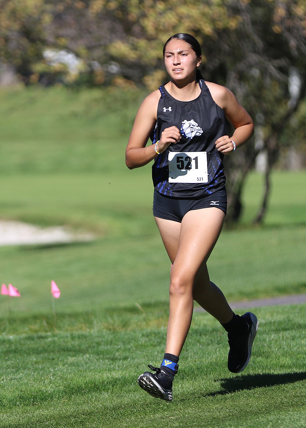 Morgan Delaney was the top girl finisher at the Mission Shadow Duels, placing first for the Lady Pirates at 19:22.56. (Bob Gunderson photo)