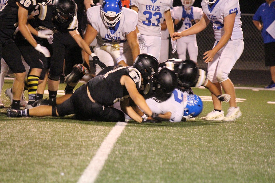 Receiver Shea Stevenson (23) heads upfield in Royal’s 55-0 Homecoming win over Kiona-Benton.