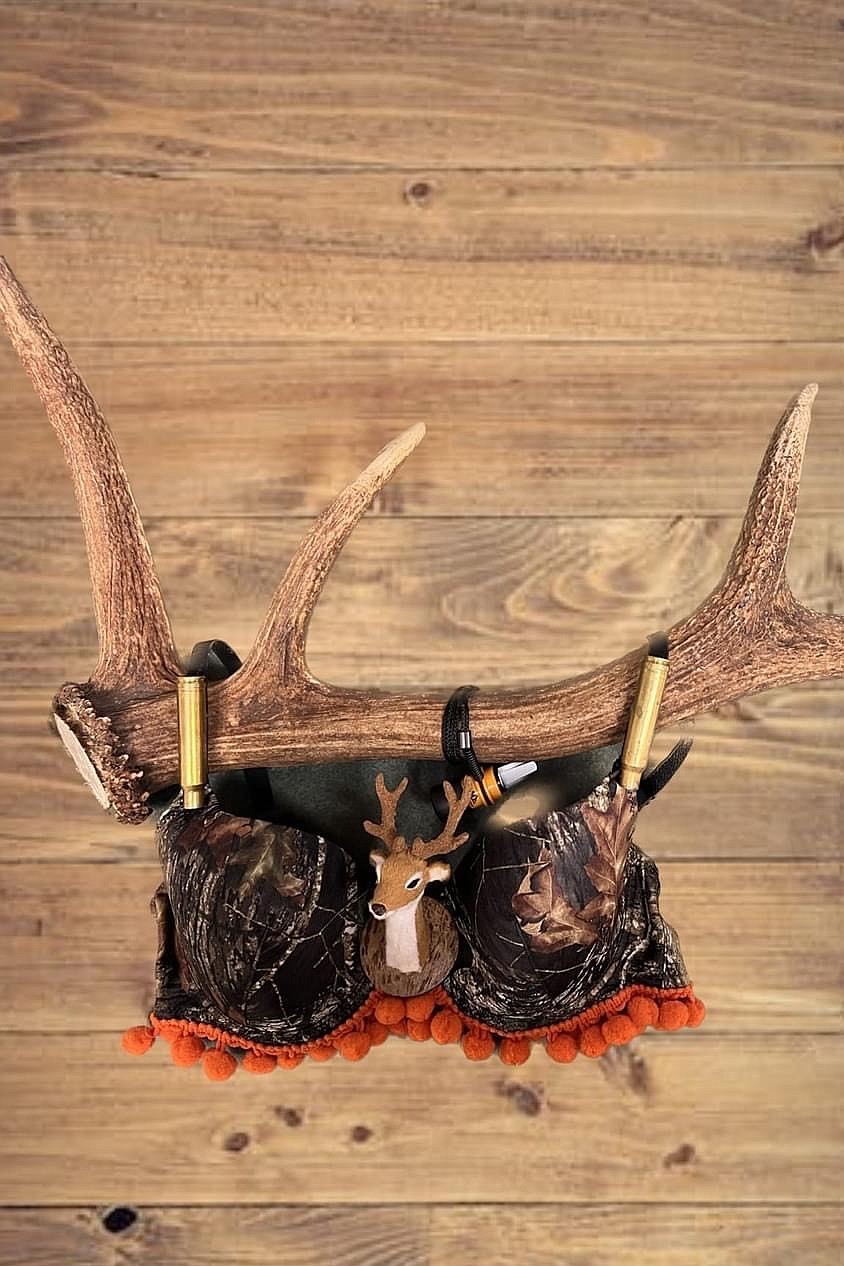 A decorative bra with a hunting theme will be auctioned off during the TaTa's Party on Saturday, Oct. 14.