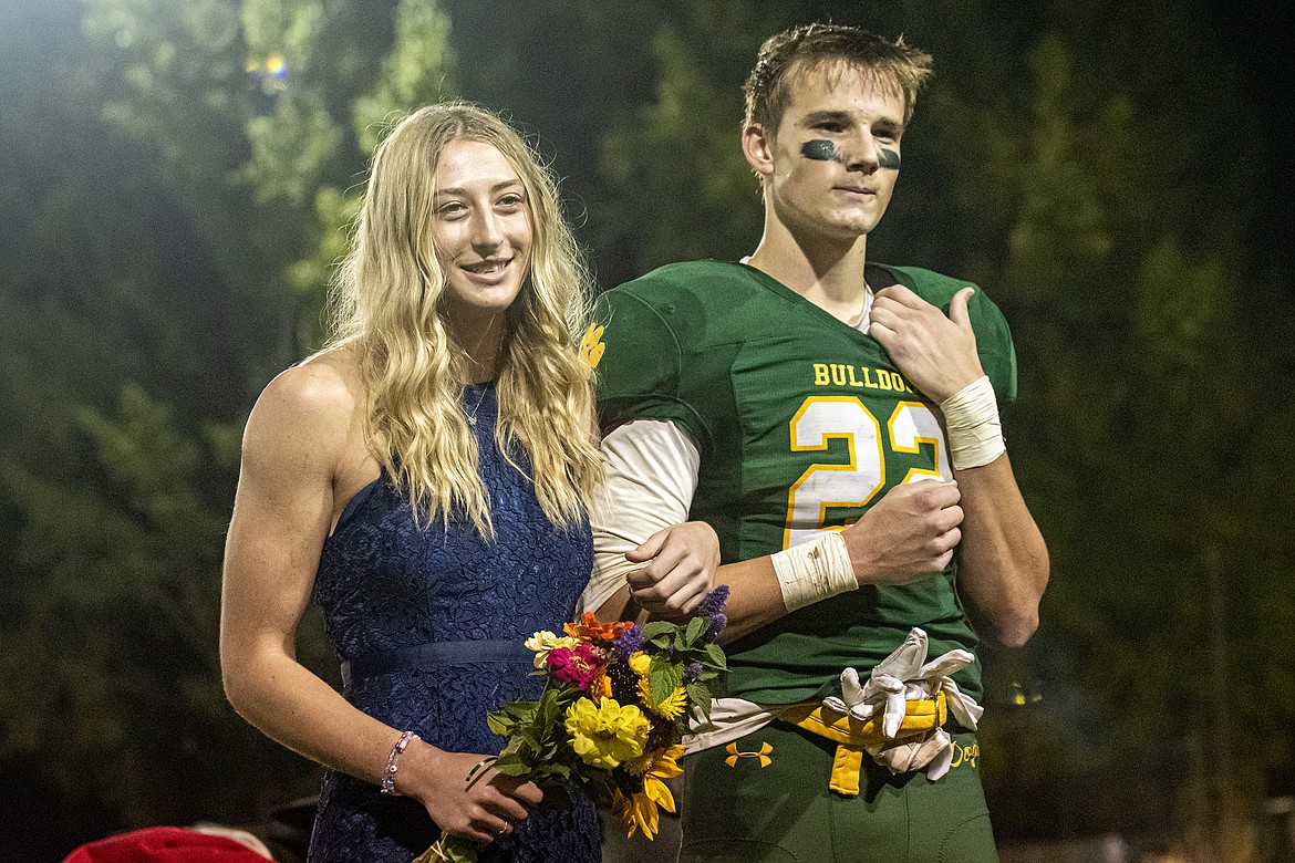 Brooke Zetooney and Carson Krack are presented as part of the Whitefish High School Homecoming court at the Dog Pound on Friday, Oct. 6. (Avery Howe/Hungry Horse News)