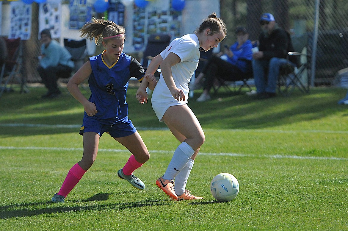 Libby's Kaydence Stanek competes against Bigfork on Saturday, Oct. 7. (Hannah Chumley/The Western News)