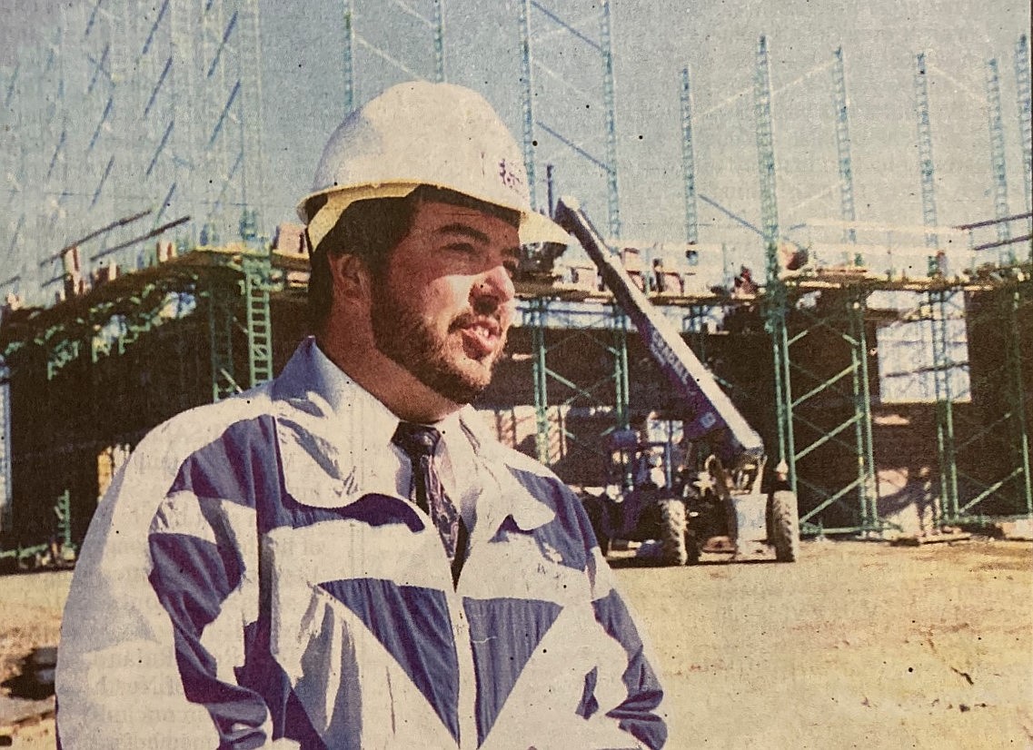 Principal John Brumley inspects construction of Lake City High.