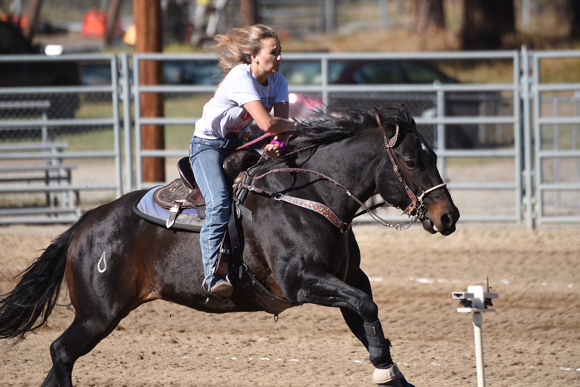 Danielle Toren-Rich, of Kalispell, was one of 96 competitors at the Libby Saddle Club's O-Mok-See event last weekend at J. Neils Memorial Park. (Scott Shindledecker/The Western News)